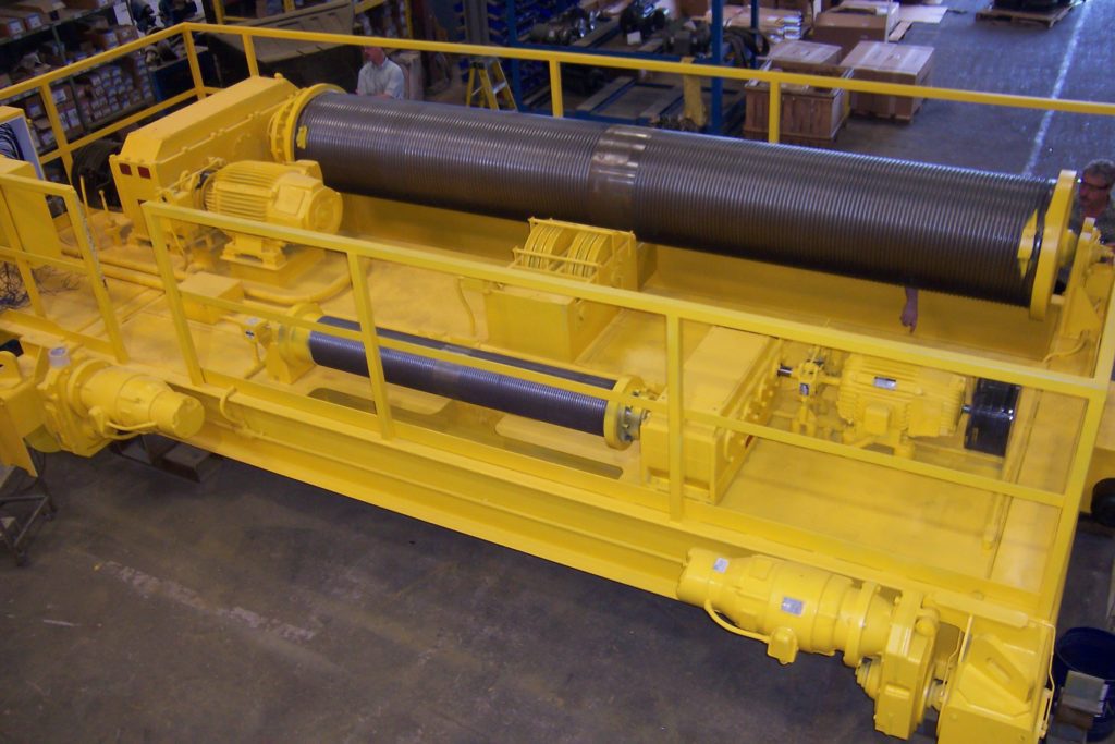 Built-up wire rope hoist with main/auxiliary with handrails