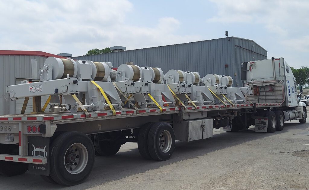 Automated Wire Rope Hoists loaded on a flatbed truck